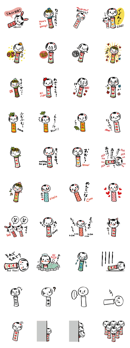 menkoi kokeshi dolls'