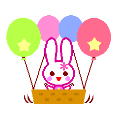 Cute rabbit and balloons