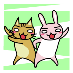 Tiger cat & Pink rabbit