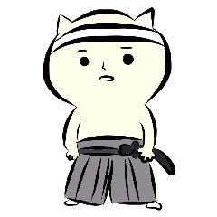 Nekosaburo of a samurai cat.