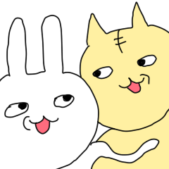 cute & funny! rabbit & cat