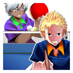 男孩和女孩乒乓球