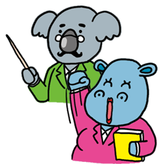 Koala teacher and hippopotamus teacher