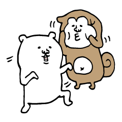 サバ目な白い犬と柴犬