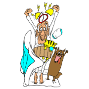 oldman and dog and cat