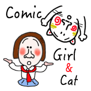 Comic girl & Cat