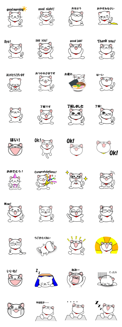 Greetings of a white cat