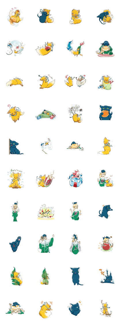 Girl, cat, fox and my strange company