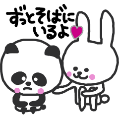 panda and cheerful rabbit
