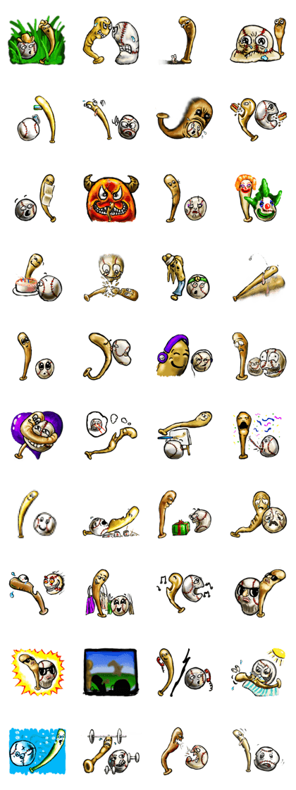 Baseball stickers, for bat and ball fans