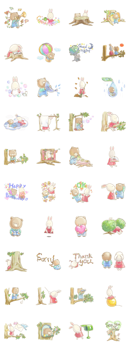 Cute bear and rabbit by Torataro