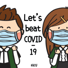 HKU's Let's beat COVID-19 stickers