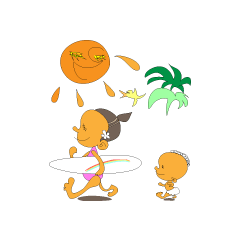 Kona with tropical island friends