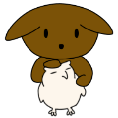 Sticker of dog and owl