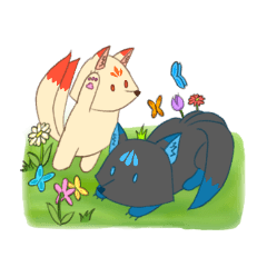 Kuro & Shiro: little kitsune foxes