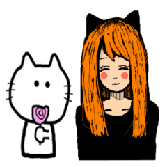 Girl and cat.