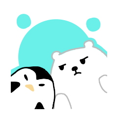 Pretty white bear and penguin