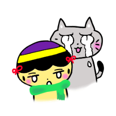 a cute kokeshi&cat  smile