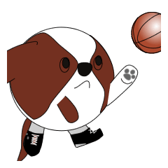 Daily life of a dog playing basketball.