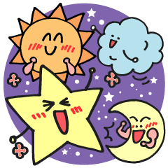 Stickers of Sun, clouds, stars and moon.