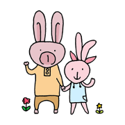 A grandfather rabbit and grandchild.