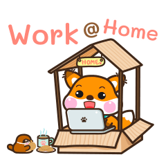 "The fluffy fox" work from home: ENGLISH