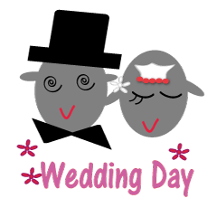Wedding day of chubby sheeps