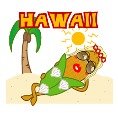 ハワイアンコーンちゃんとスパむすび丸くん