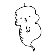 A ghost is wearing a wig