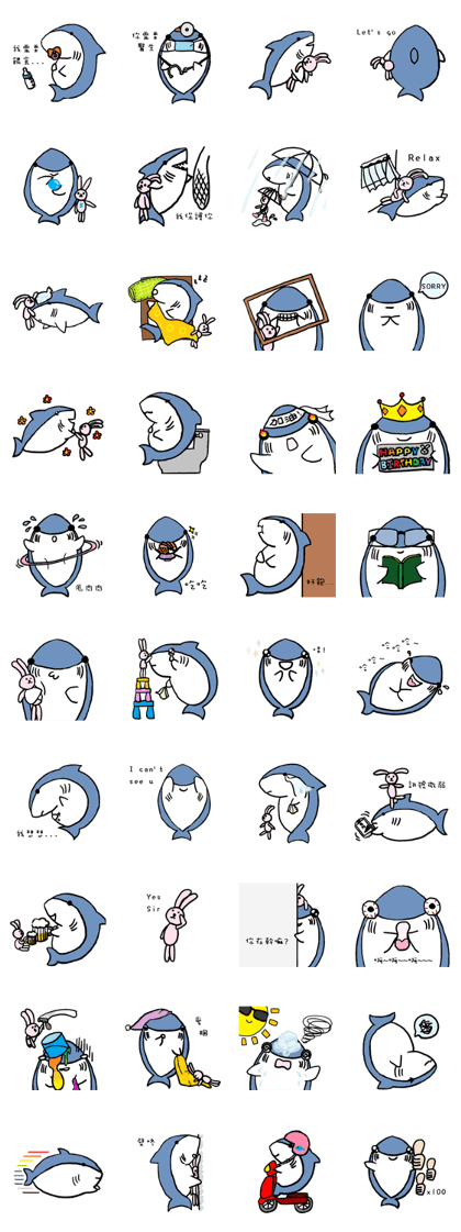 Chubby Shark and His Friend Cute Bunny