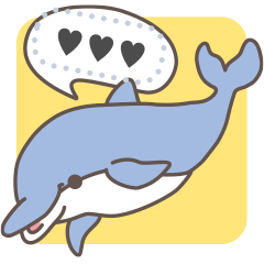 Sticker of a cute dolphin < message >