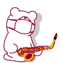 The bear. A mask is put, and, saxophone.