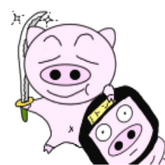 Pig became samurai and ninja