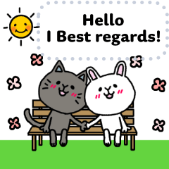 Cat and rabbit @ lovely Message Sticker