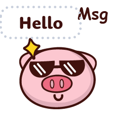 Cartoon pig message stickers EN