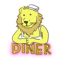 The Lion runs Diner Stickers