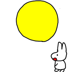 White rabbit & Moon Sticker