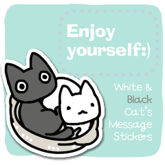 Black & White Cat Message Stickers (en)