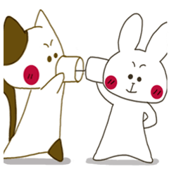Sticker.rabbit and tabby cat2