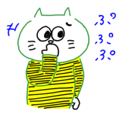 ゆるい黄色い服のネコ（シール風）