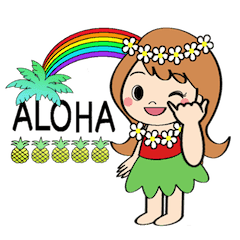 毎日使えるハワイアンガールの挨拶スタンプ Line スタンプ Line Store 毎日使えるハワイアンガールの挨拶スタンプ Line スタンプ Line Store
