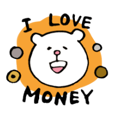 Sticker of the bear which money likes.