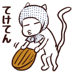 Sticker of a full-cheeked white cat