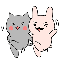 Mustache rabbit and pink cheek cat