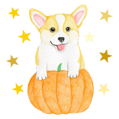 Happy Halloween Corgi Sticker (English)