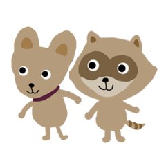 Raccoon Raku & Dog Koro