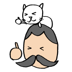 A mustache uncle and cat