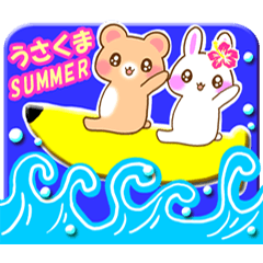 Rabbit and bear Love SUMMER sticker