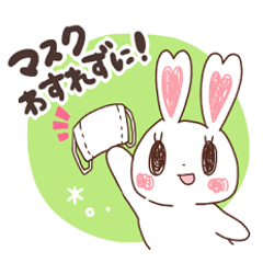 Cute rabbit sticker. coronavirus