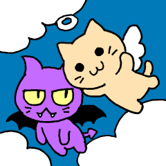 悪魔ねこと天使ねこ - LINE スタンプ LINE STORE